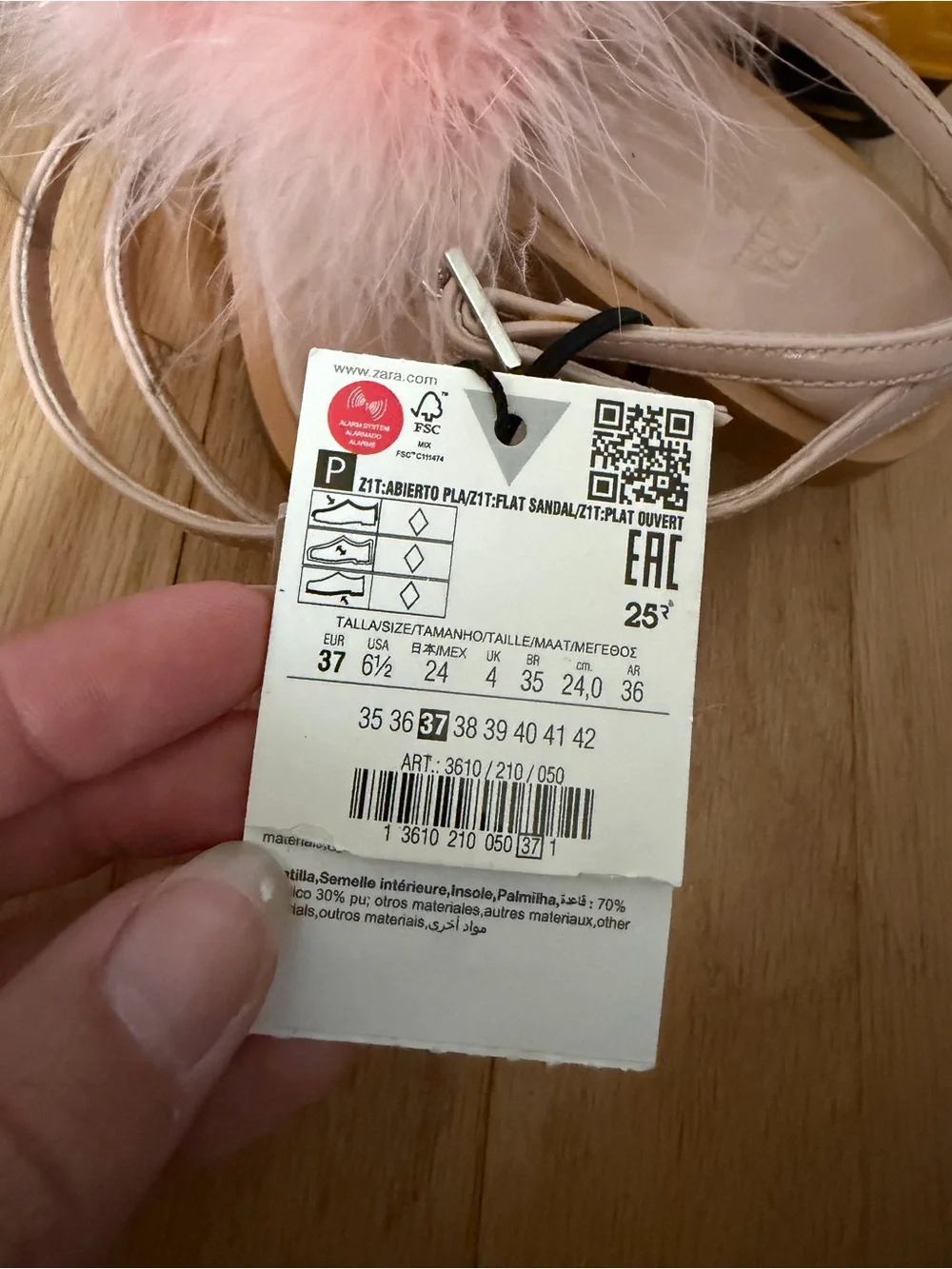 Blush Pink Feather-Trim Slide Sandals - Picture 8 of 8